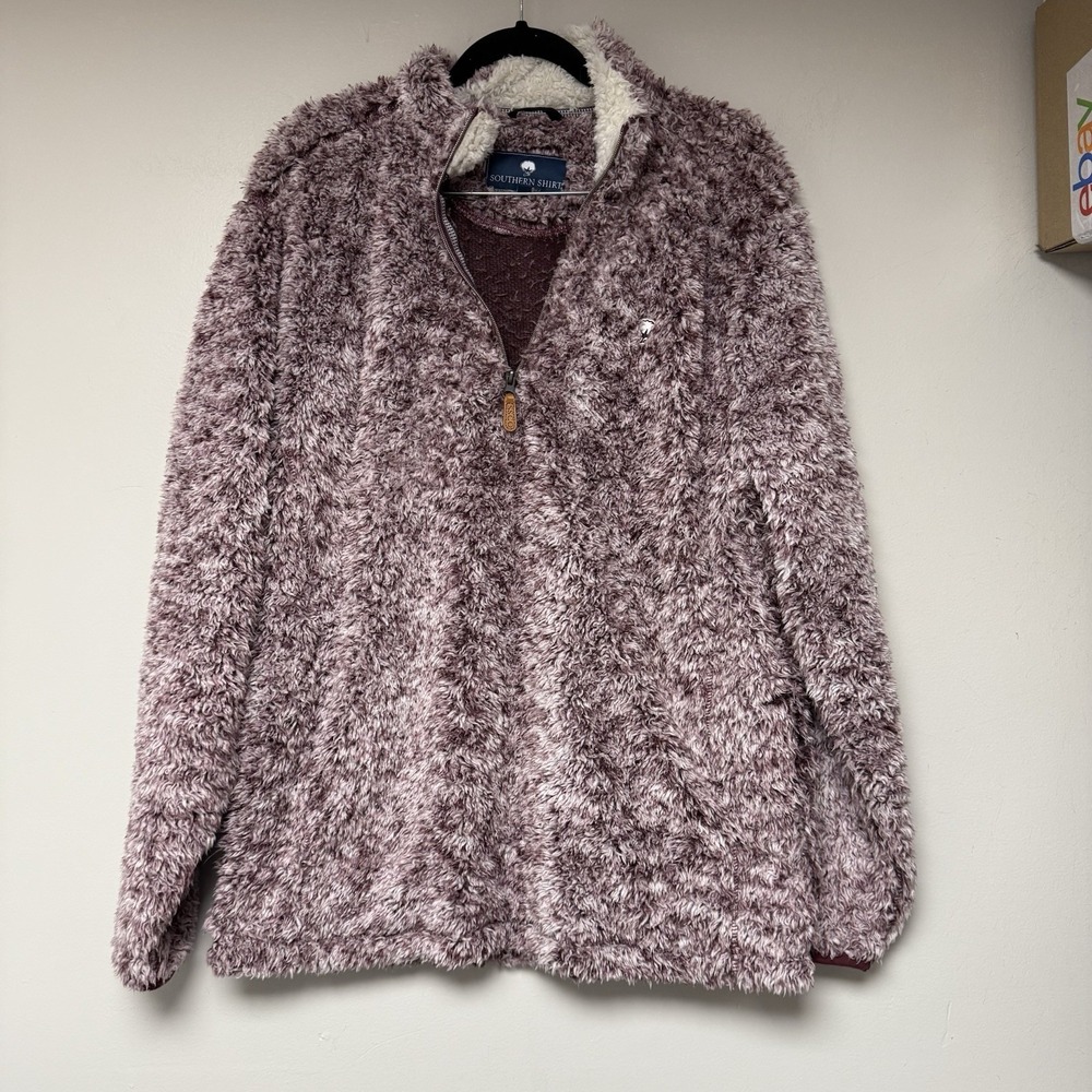 Southern Shirt Women's Purple Sherpa‎ 3/4 Zip Pullover Jacket Size L